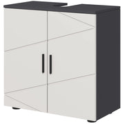 Mobiletto da bagno con ripiano regolabile, mobiletto per lavabo con maniglia, mobiletto da bagno con dispositivo antiribaltamento, grigio, 60 x 30 x