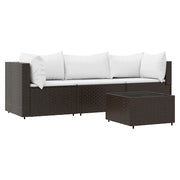 Set Mobili da Giardino 4 pz con Cuscini in Polyrattan Marrone CFW7012005