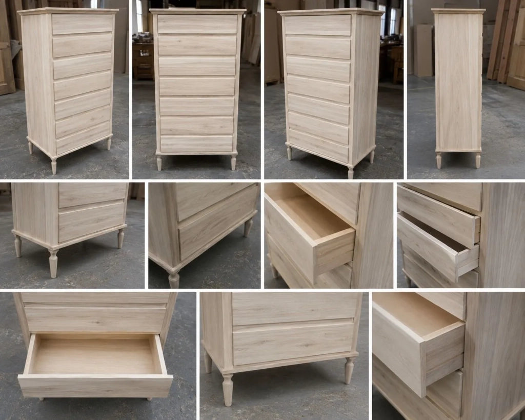 Cassettiera in legno 7 cassetti grezzo l.85 p.47 h.138 (1921) - Mobili 2G