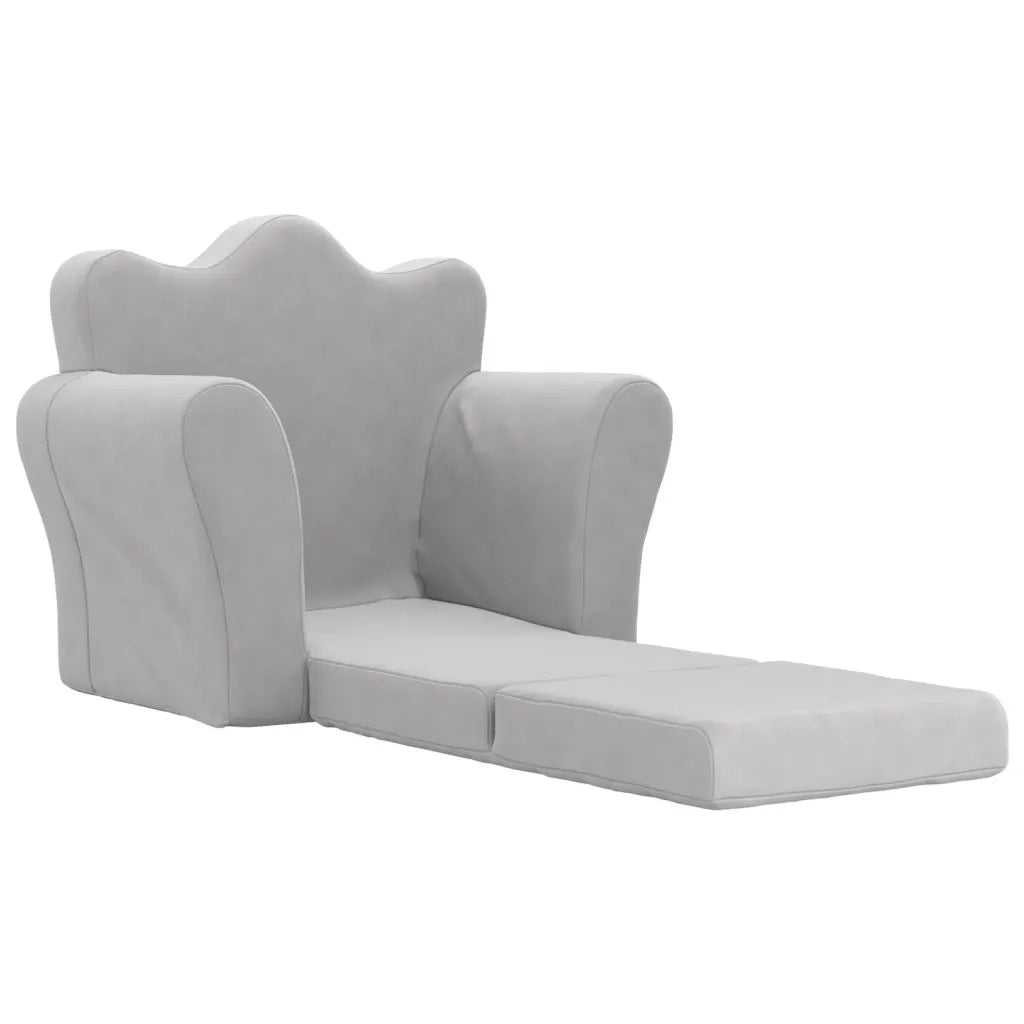 Divano Letto per Bambini Grigio Chiaro in Morbido Peluche 357053