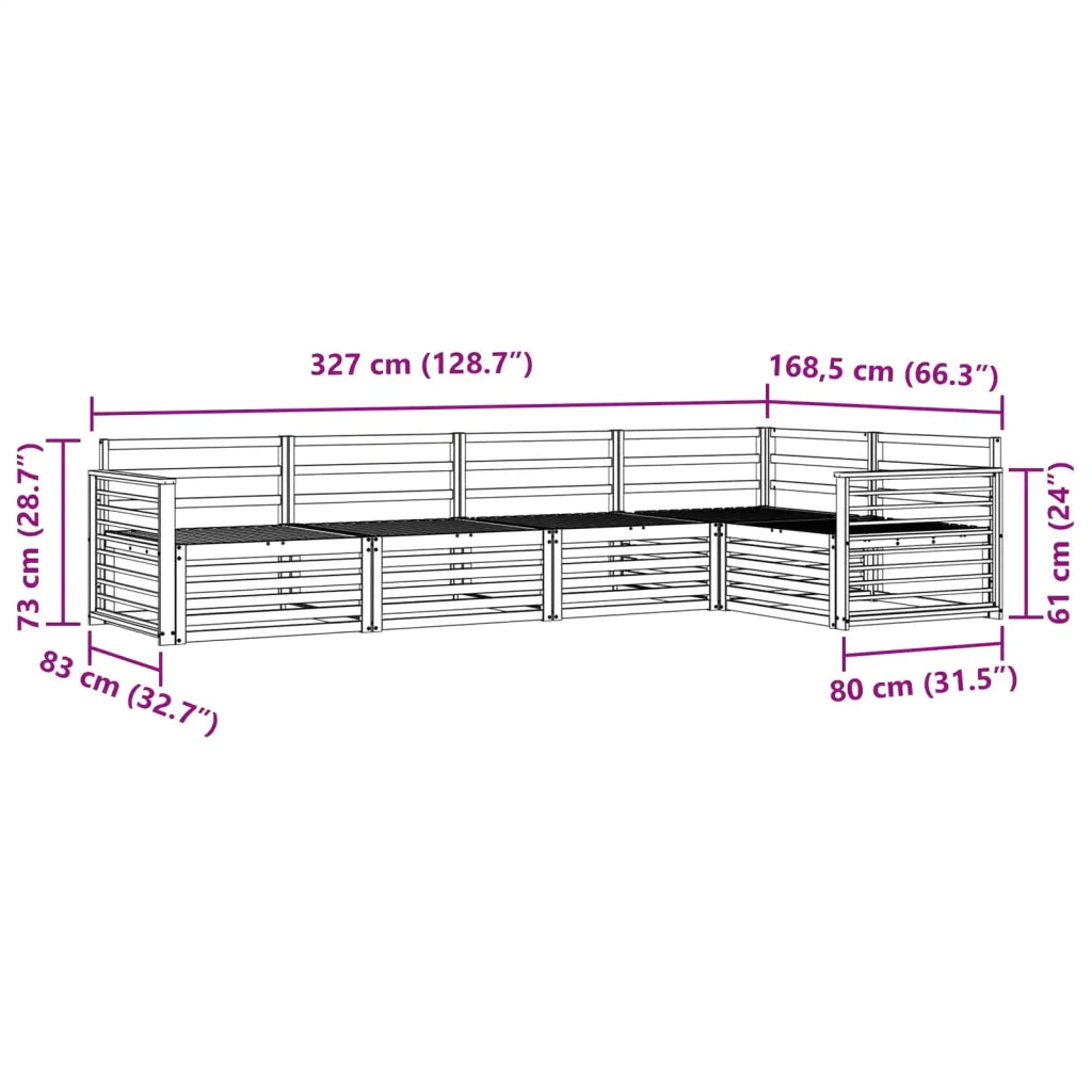 Set di divani da esterno 5 pcs Naturale