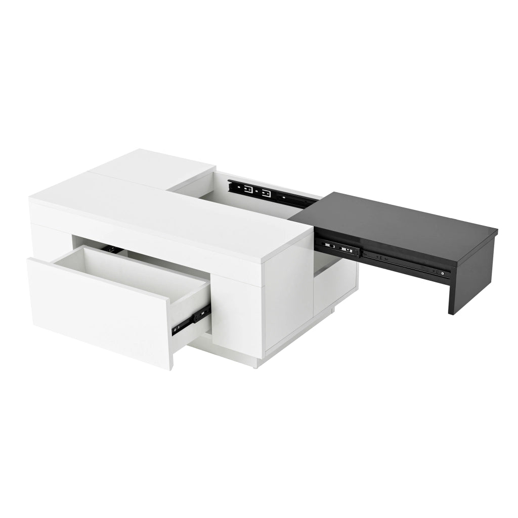 TAVOLINO DA CAFFÈ LED 80x50x35,5 cm Nero/Bianco in MDF