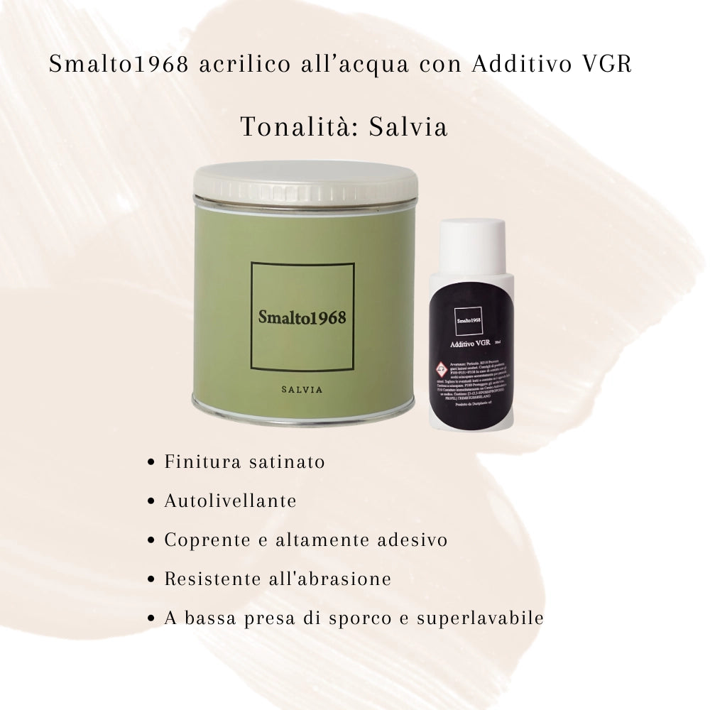 Smalto1968 base acqua vgr piastrelle ceramiche supporti difficili l 0.5 *** colore- salvia, confezione 1