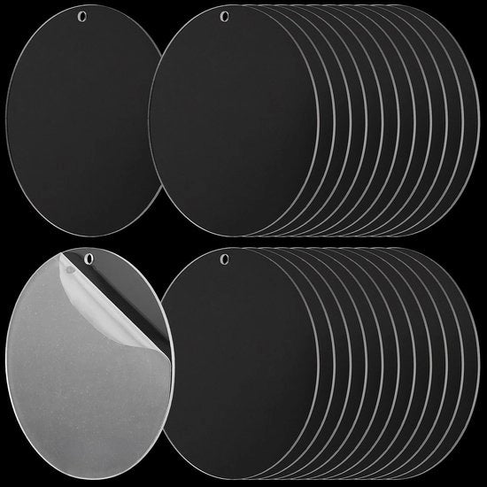 Set di 24 piastrelle acriliche trasparenti 10 cm - Ronde piastrelle acriliche - Transparanti - Adatte per dipinti e giochi - Leggere e resistenti