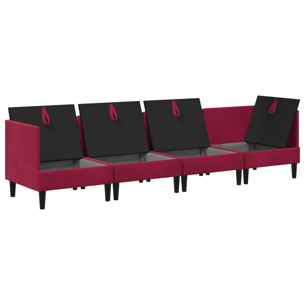 Set di mobili per il soggiorno 4 pcs Rosso Vino Velluto