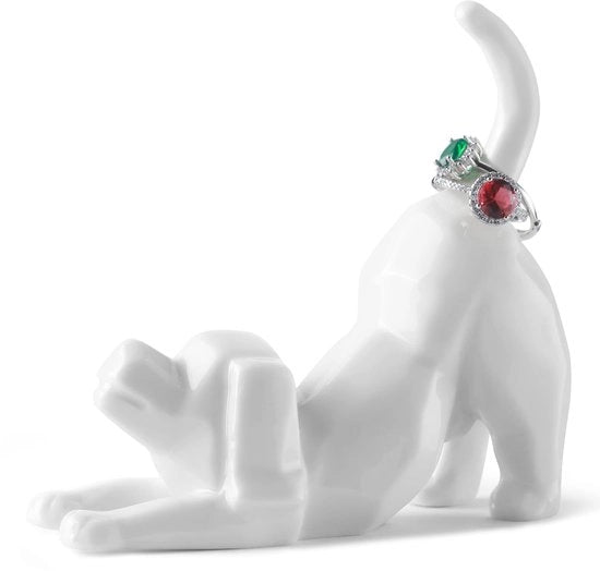 Supporto per anelli e bracciali per cani - Decorazione per camera con design moderno, bianco con argento
