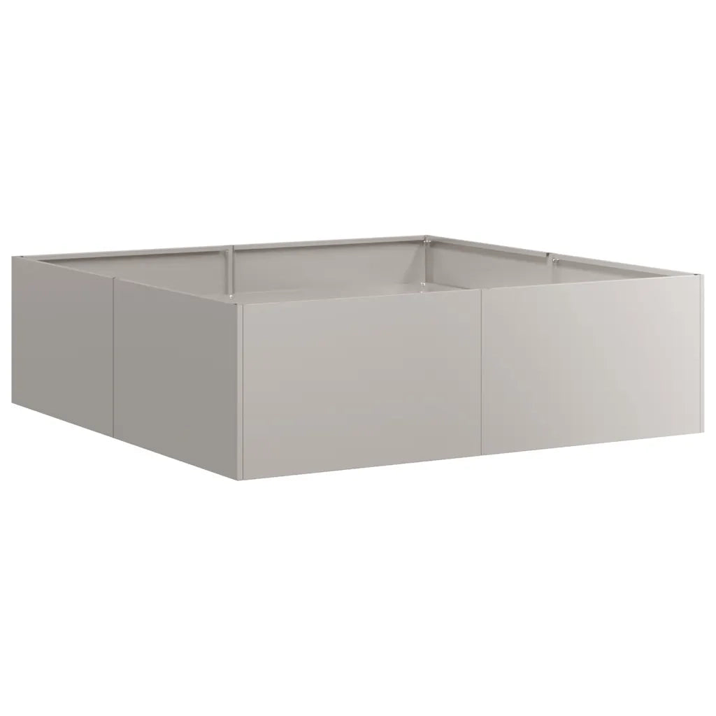 Fioriera quadrata moderna con fondo aperto 100 x 100 x 30 cm con elegante foro di drenaggio realizzata in acciaio arrugginito 02_0051593