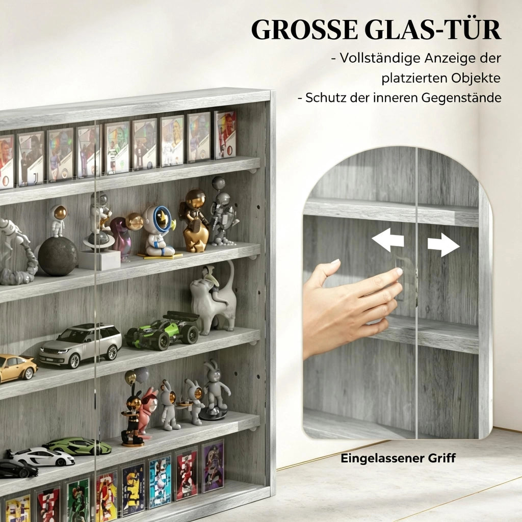VETRINA A MURO 80x9,5x60 cm Grigio in vetro e pannello di legno