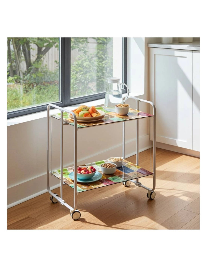 Carrello da cucina pieghevole grigio con ruote BAUHAUS 2 ripiani