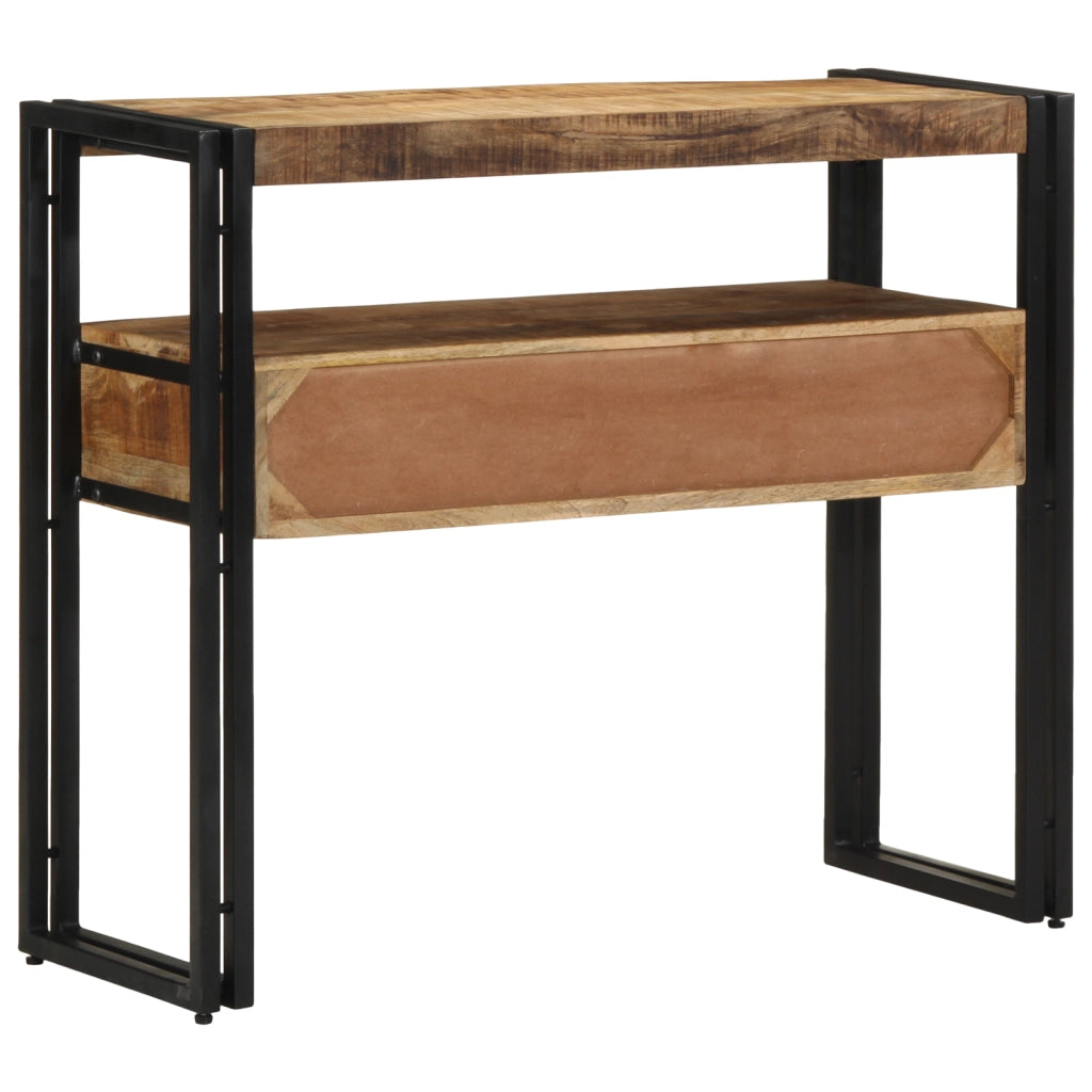 Tavolini  Neri 90x33x75 cm in Legno Massello di Mango e Metallo