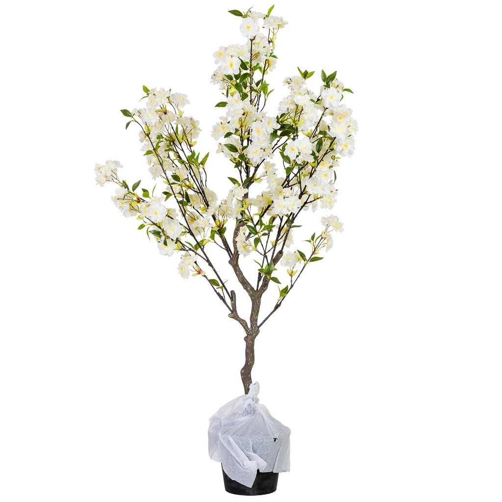 Pianta di ciliegio artificiale decorativa bianco 74x69x132