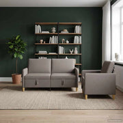 Set di Divani con Storage 2 pz Tortora Poliestere 3429182