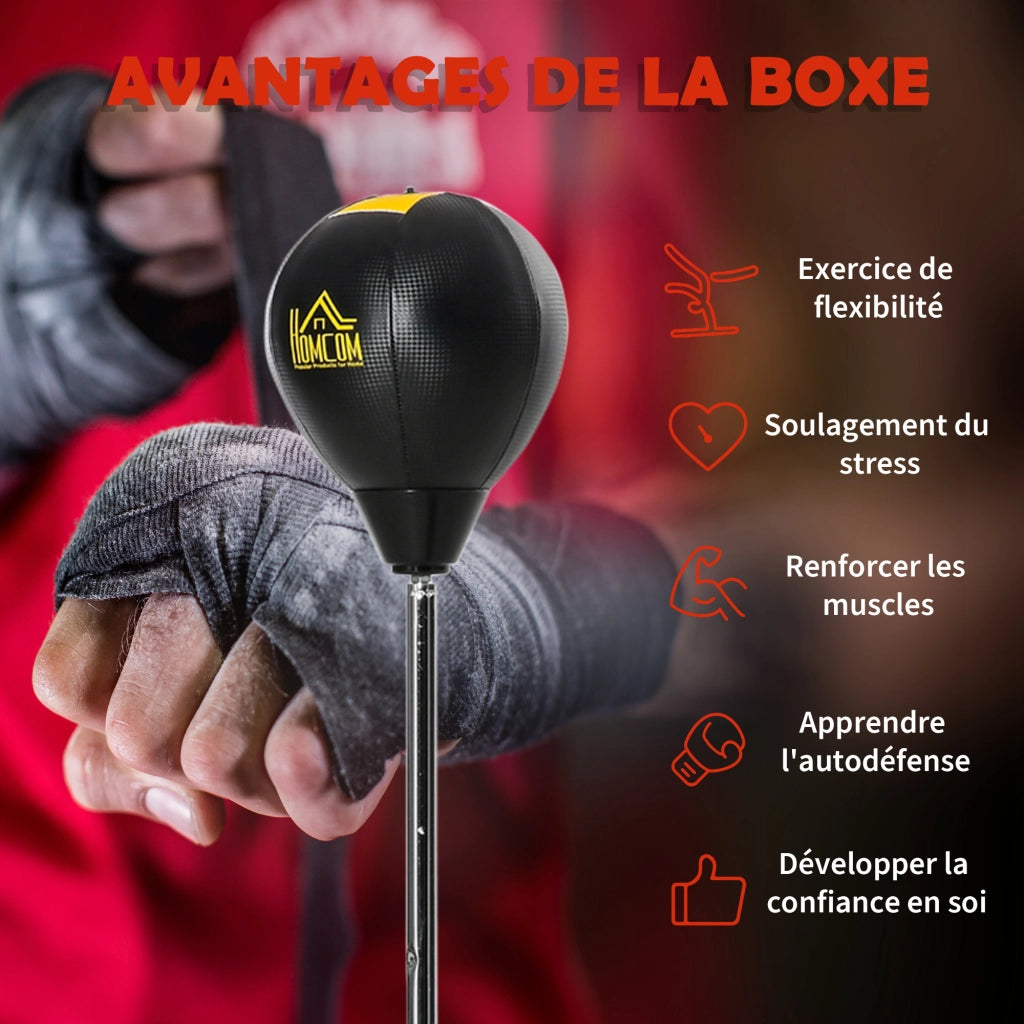 Sacco da Boxe con Supporto Regolabile ¨C Xylo ¨C Altezza 133-151 cm Base Zavorrata 45x45 cm Nero