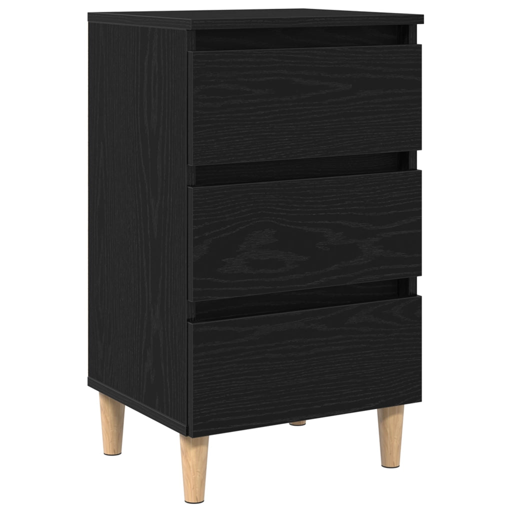 Comodino con gamba in legno Nero Rovere 40x35x69 cm