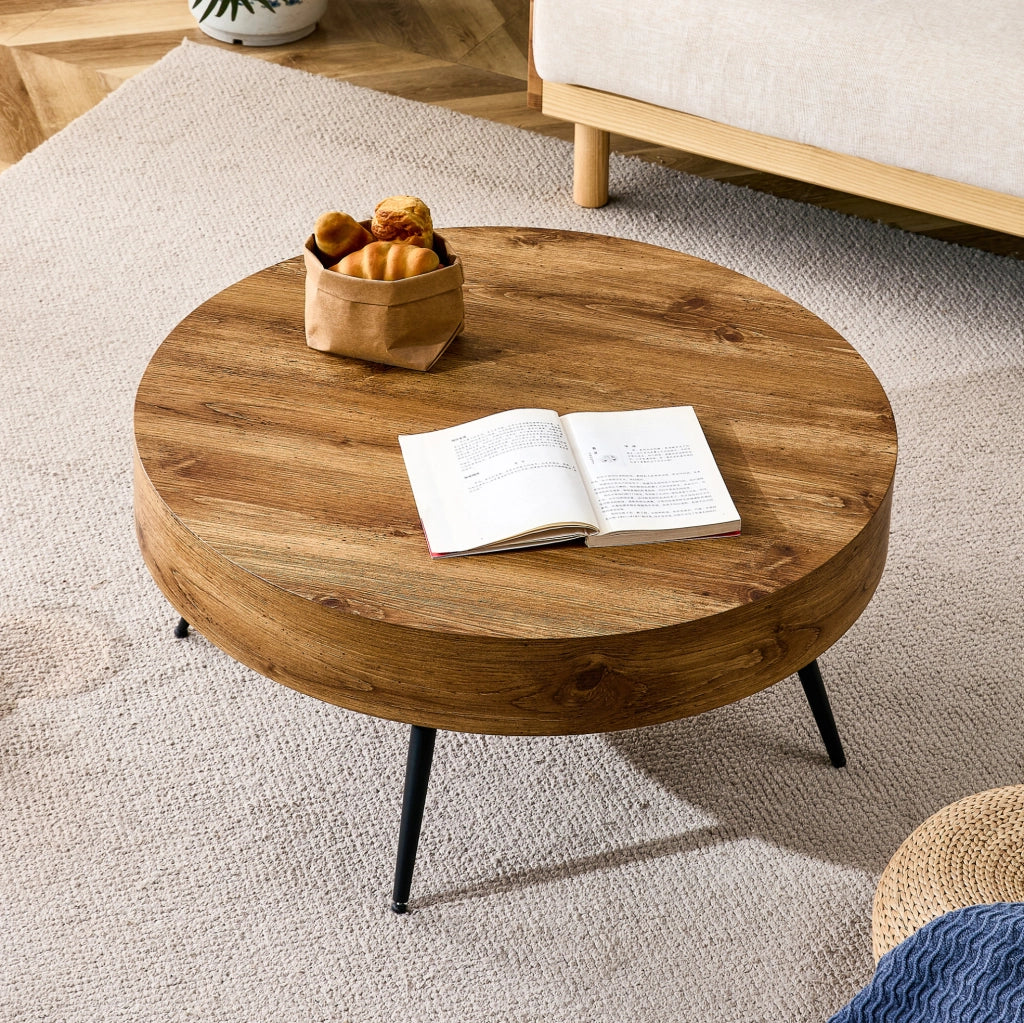 Tavolino da caffè 70x35.5 cm con design minimalista in MDF e metallo naturale
