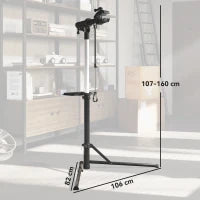 Cavalletto Bici per Manutenzione con Altezza Regolabile, Girevole a 360° e Pieghevole, Massimo 40 kg, Nero