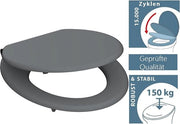 Bracciale per WC con meccanismo di chiusura softclose in legno - SPIRIT GREY, colore grigio, carico massimo 150 kg