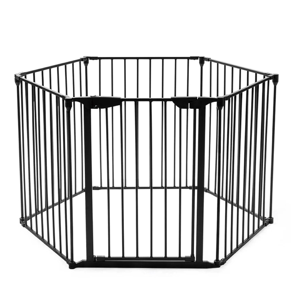 Cancelletto di sicurezza con porta 380 x 75 cm per camino e scala design moderno in acciaio nero 20_0010628