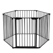 Cancelletto di sicurezza con porta 380 x 75 cm per camino e scala design moderno in acciaio nero 20_0010628