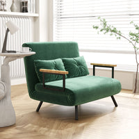 Divano Letto Singolo con Schienale Regolabile 102x73x81 cm in Tessuto Effetto Velluto Verde