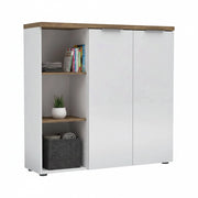 Belsito, Armadio Multiuso 2 Ante 4 Ripiani Made in Italy, 120x115h cm Bianco Lucido
