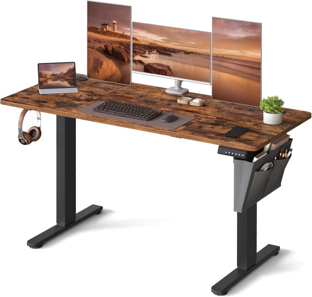 SONGMICS Scrivania Regolabile in Altezza Elettrica, 140 x 60 cm, Scrivania Elettrica, Tavolo con Memoria per 4 Altezze, Porta USB-C, Nero Inchiostro LSD134B01