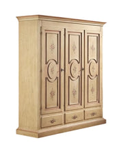 Armadio 3 porte arte povera in legno shabby avorio anticato filo rosa 184x60x217 (1434) - Mobili 2G