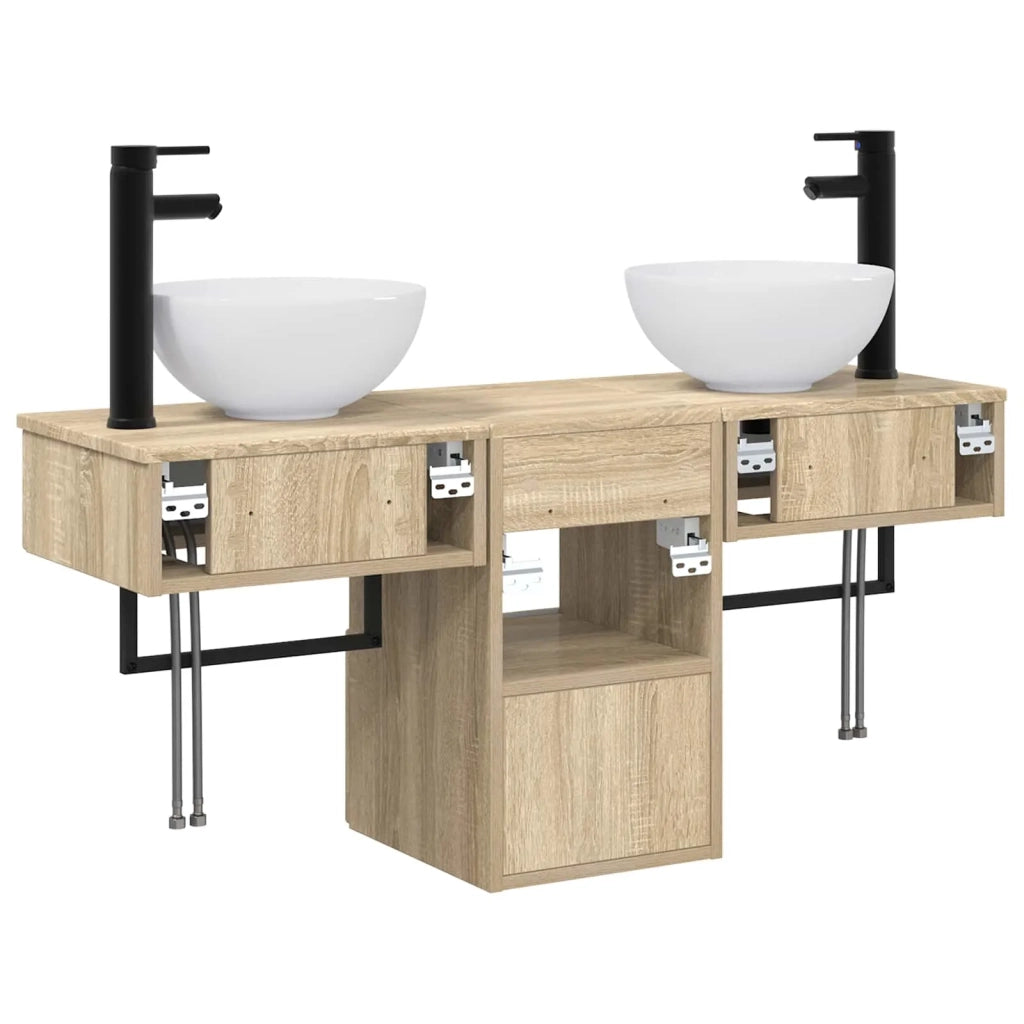 Set di mobili per il bagno 3 pz Rovere Sonoma 3405579