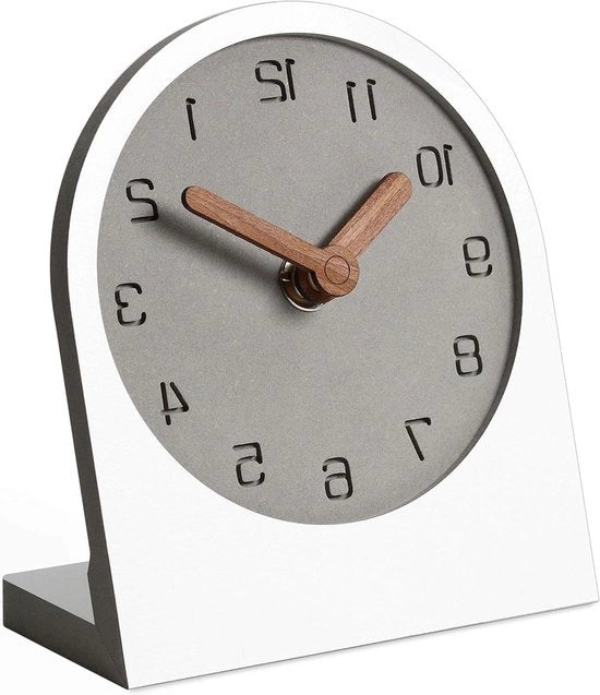 Orologio decorativo mini analogo a batterie in legno silenzioso non ticchettante per casa ufficio soggiorno camera da letto (Bianco)