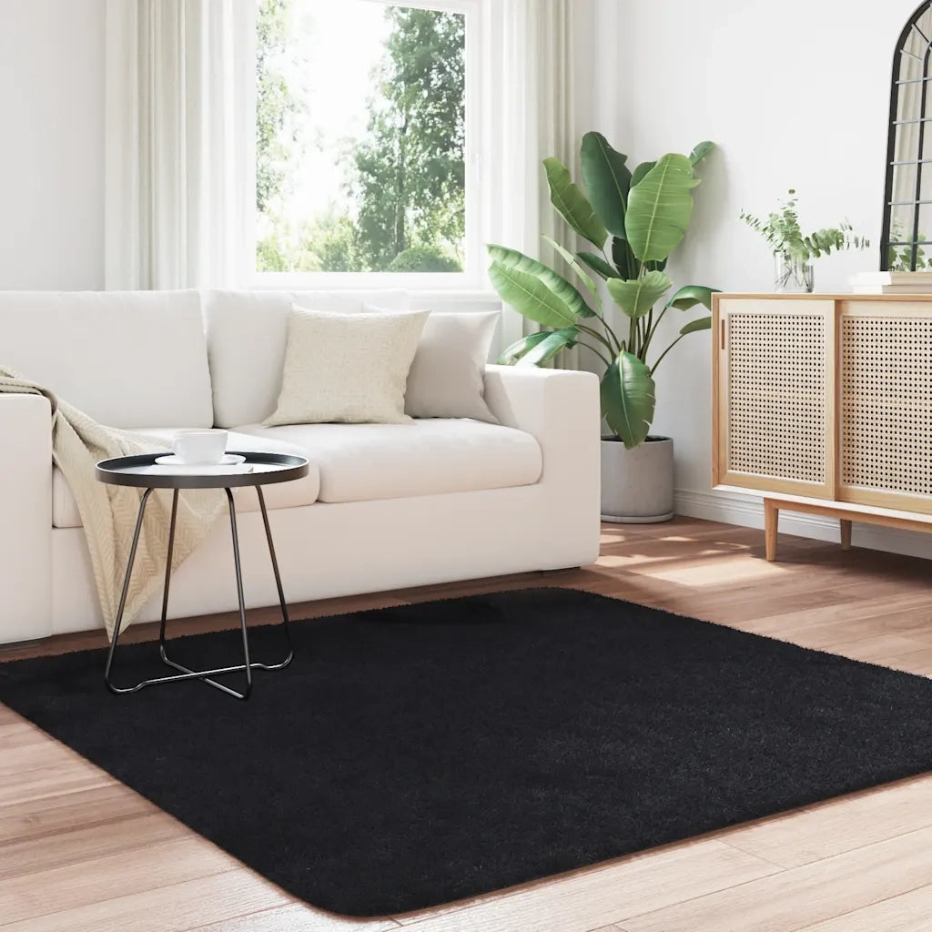 Tappeto Shaggy a Pelo Lungo NAVARRA Nero 160x160 cm poliestere 4102870
