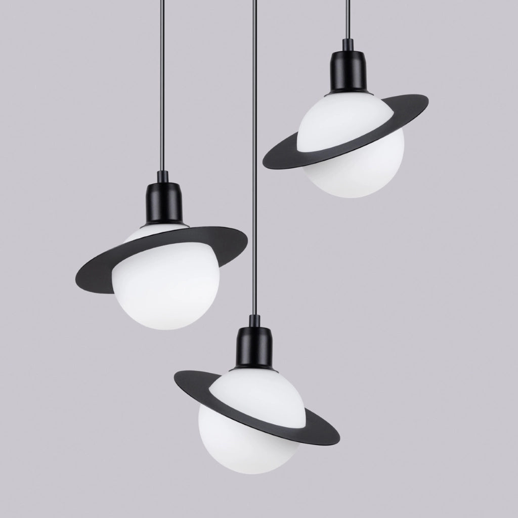 Lampada a sospensione French Sky Hyperion in acciaio nero moderno 3x8W LED G9