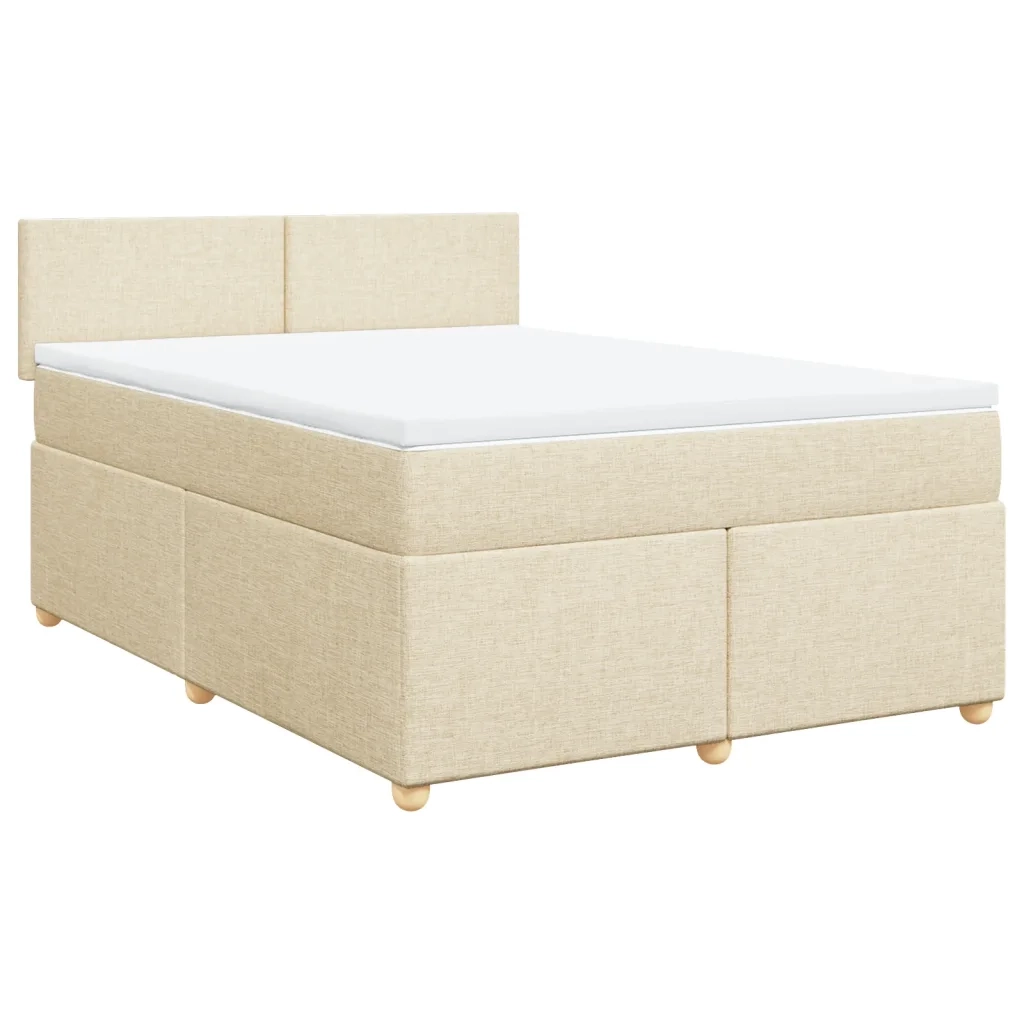 Giroletto a Molle con Materasso Crema 160x200 cm in Tessuto