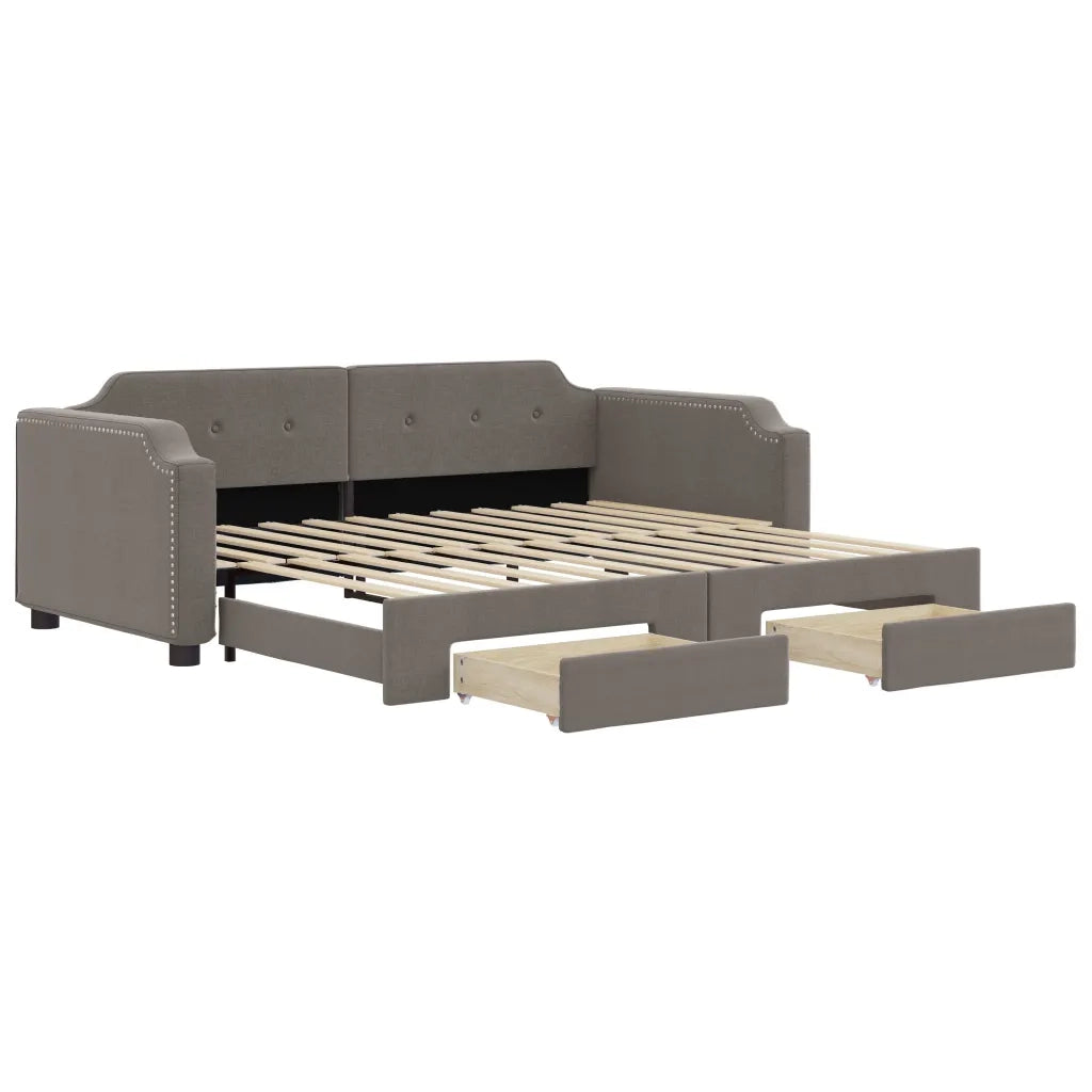 Divano Letto Estraibile con Cassetti-Sofa Letto-Daybed Tortora 100x200 cm Tessuto 672011
