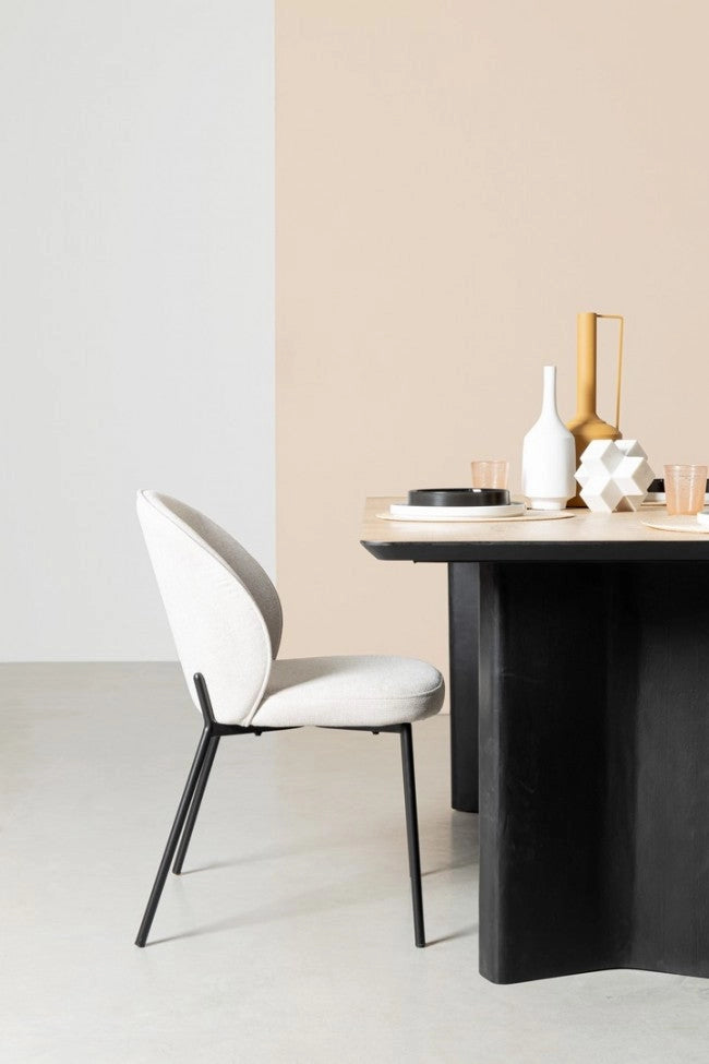 Set 2 Sedie 54x60x83 cm Wendy in Tessuto Nero e Beige