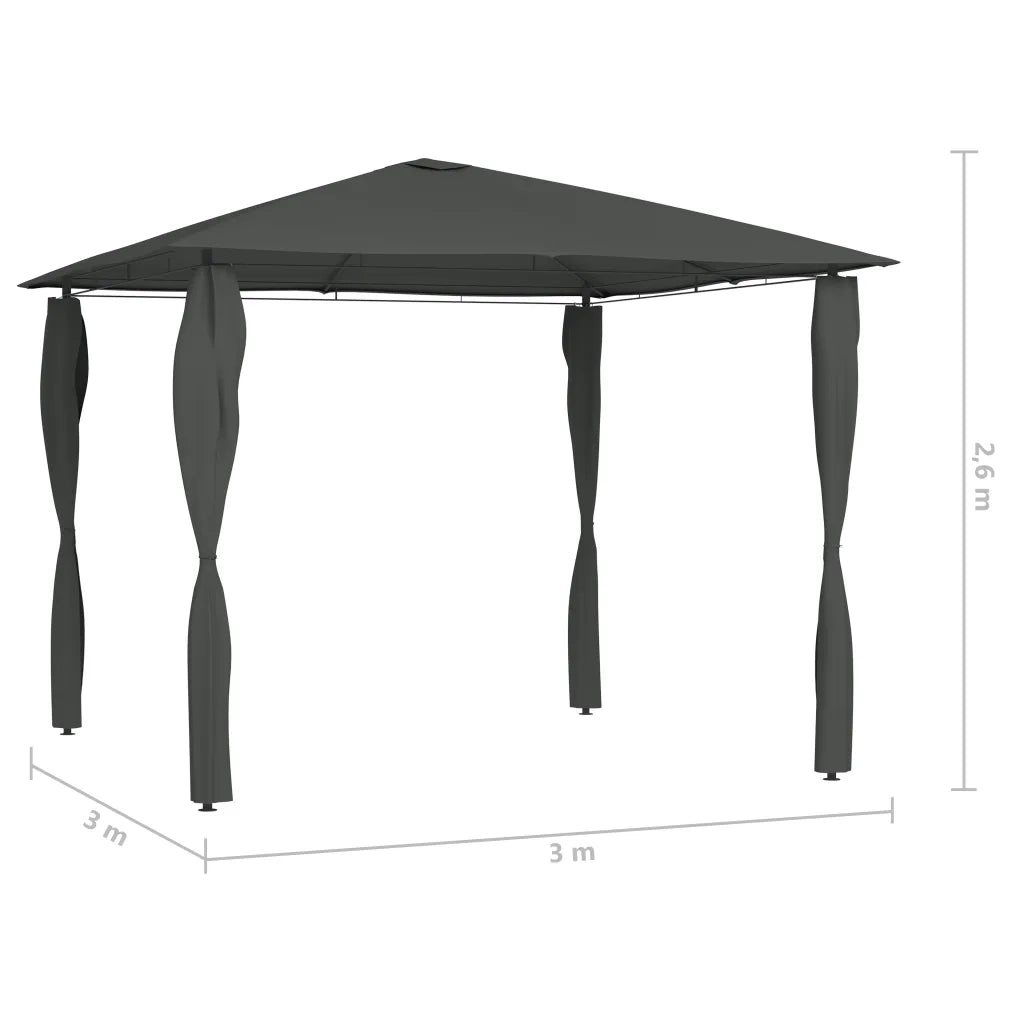 Gazebo con Montanti Rivestiti 3x3x2,6 m Antracite 160 g/m² 313607