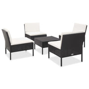 Set Divani da Giardino 5 pz con Cuscini in Polyrattan Nero cod mxl 35317