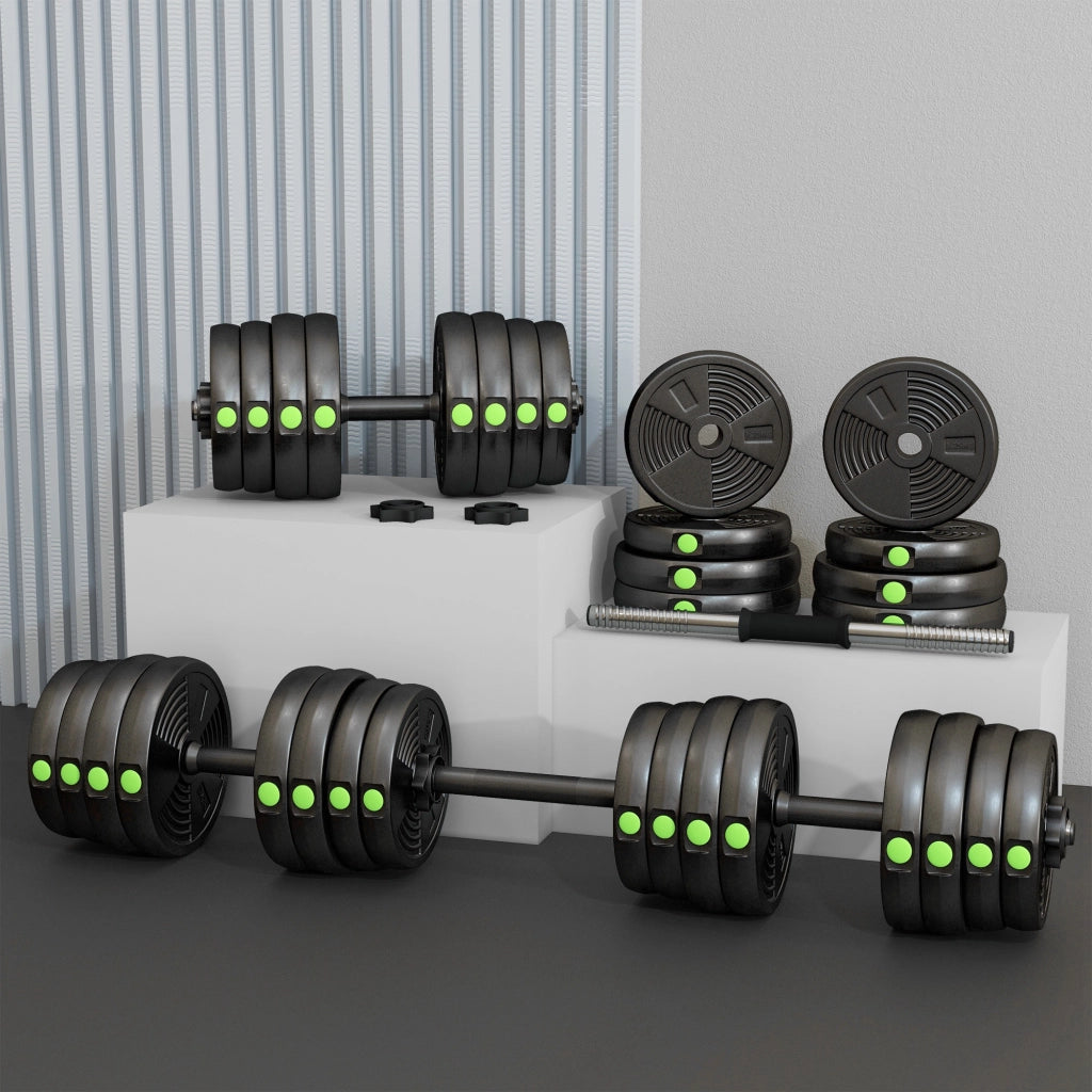 Kit manubri 30kg 2 in 1 con barra ¨C zephmum ¨C nero verde