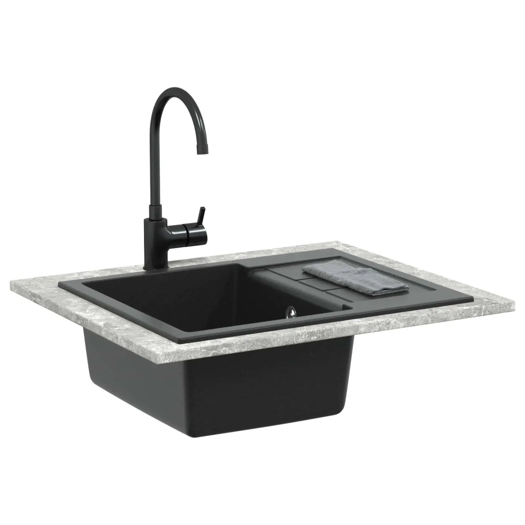 Lavello Nero 620 x 500 mm 80% Quarzo e 20% Resina