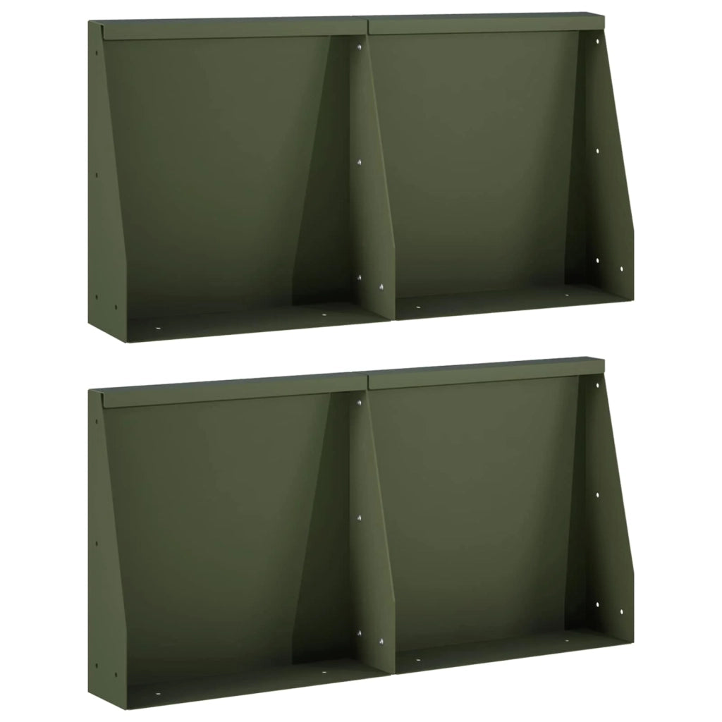 Muro di contenimento 4 pz 40 x 12 x 30 cm Acciaio Verde Oliva 3449054