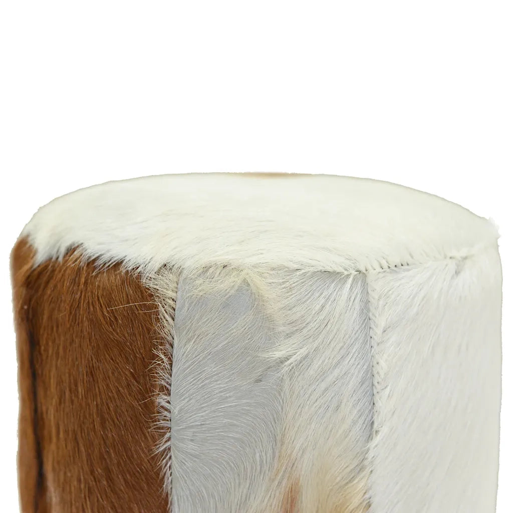 Sgabello da Bar in Pelle di Capra e Legno Massello di Teak 244542