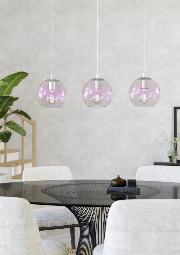 Lampadario Contemporaneo Ariscani 2 Acciaio Cromo Trasparente 3 Luci E27 Ip20