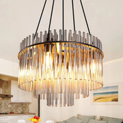Lampada a Sospensione ZMH Vintage a 5 Fiamme E27 in Vetro Nero (senza Lampadina)
