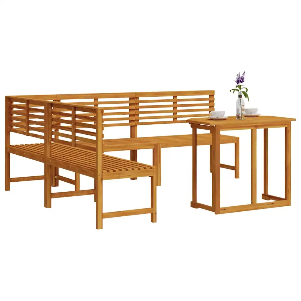 Set Panchina da Giardino 4 pcs Marrone Legno di Acacia Massello 3328693