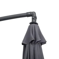 Ombrellone Decentrato Ottogonale Pieghevole Ø3 m, Ombrellone da Giardino con Base a Croce, Ø295 x 255H cm, Grigio