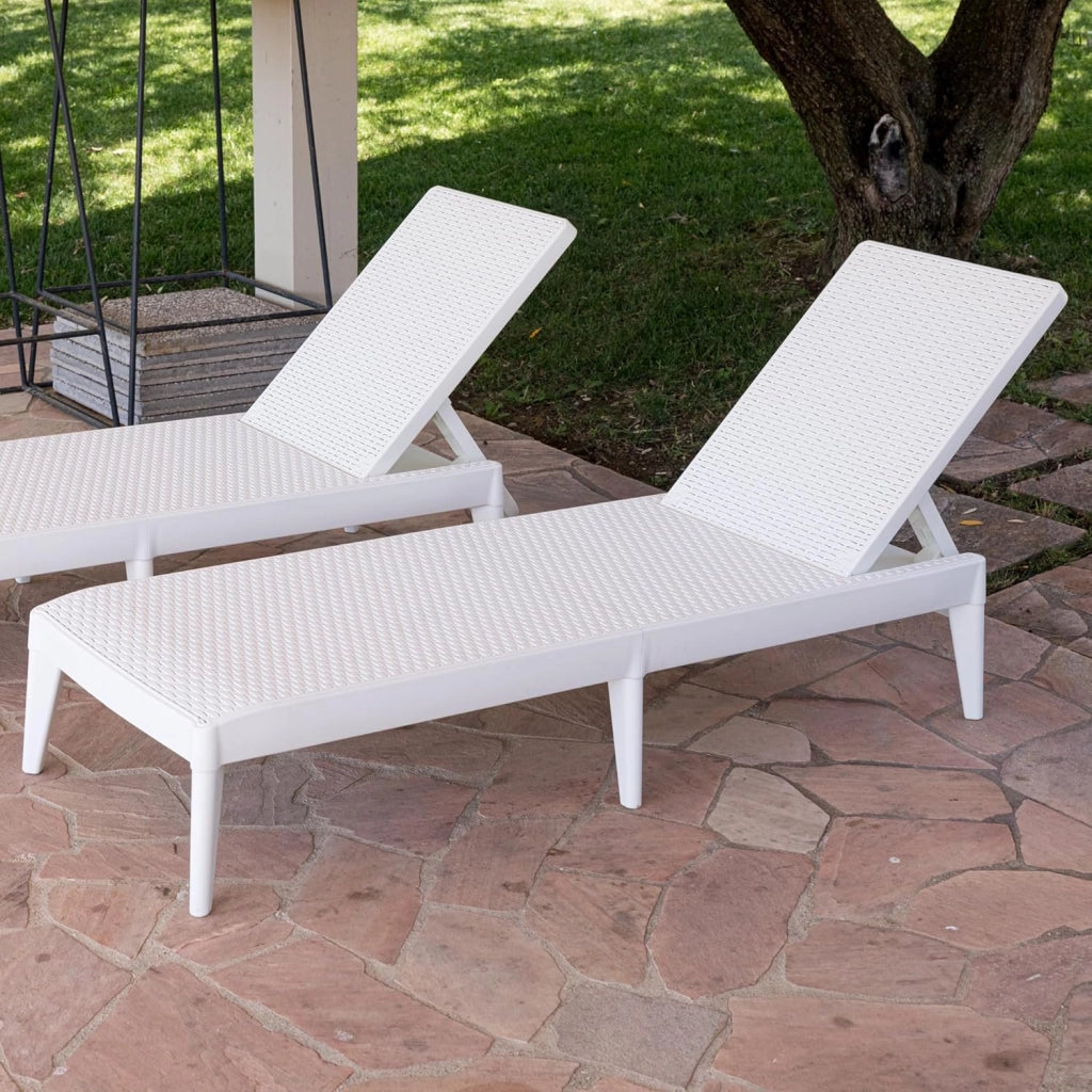 Lettino Sdraio Prendisole da Giardino in Resina Numana Bianco 186 x 60 x 29 cm