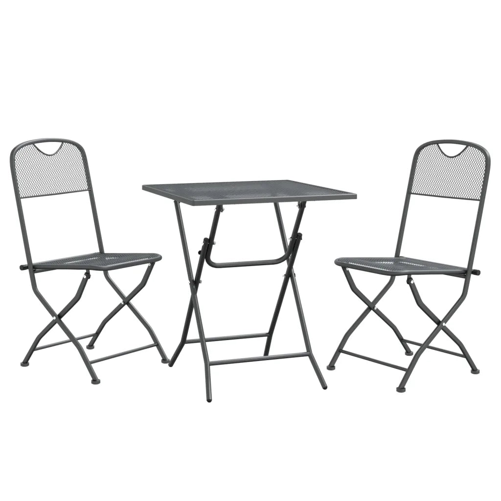 Set da Pranzo per Giardino 3pz Rete Metallica Espansa Antracite 3084715