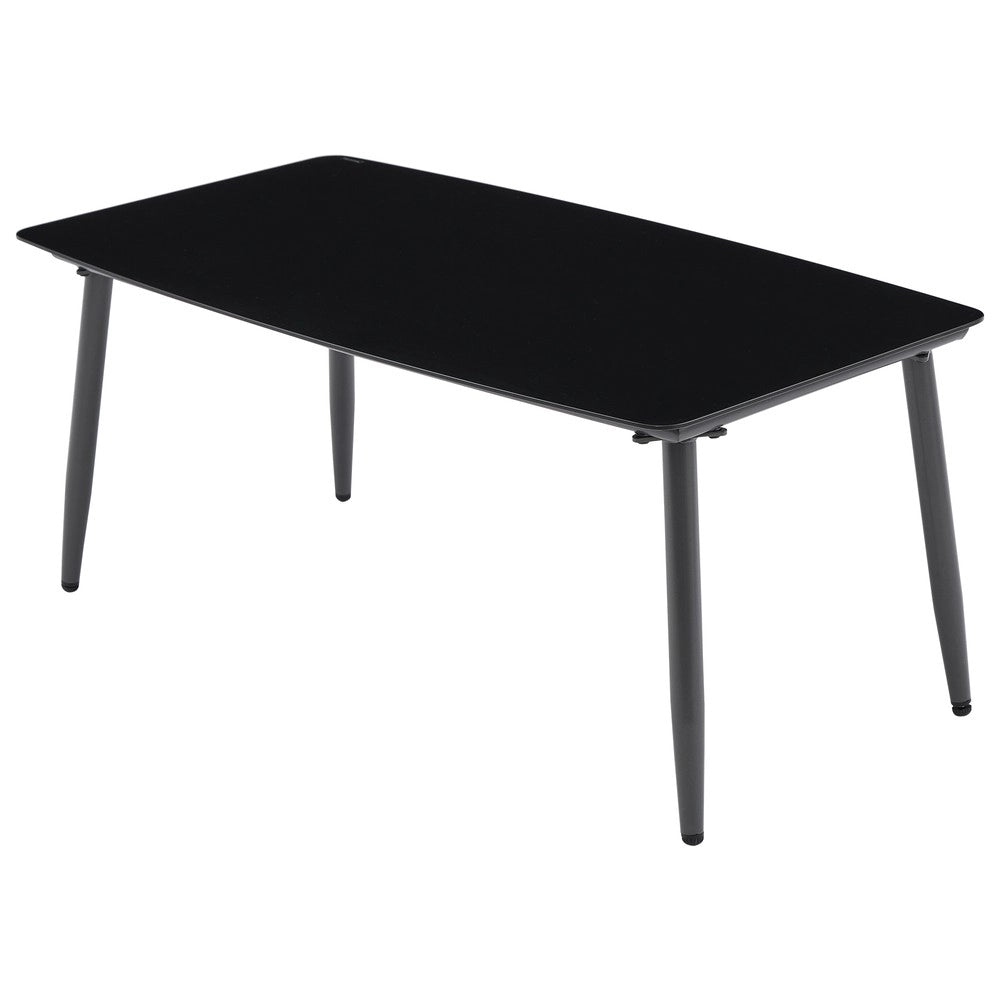 Set Salotto da Giardino con Divano 2 Posti, 2 Poltrone e Tavolino ¨C Xylo ¨C Polyrattan Grigio, Vetro Nero