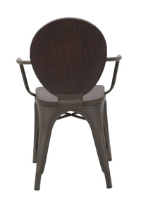 Set 2 Sedie 54x51x83 cm Harlem in Ferro e Legno Naturale e Grigio