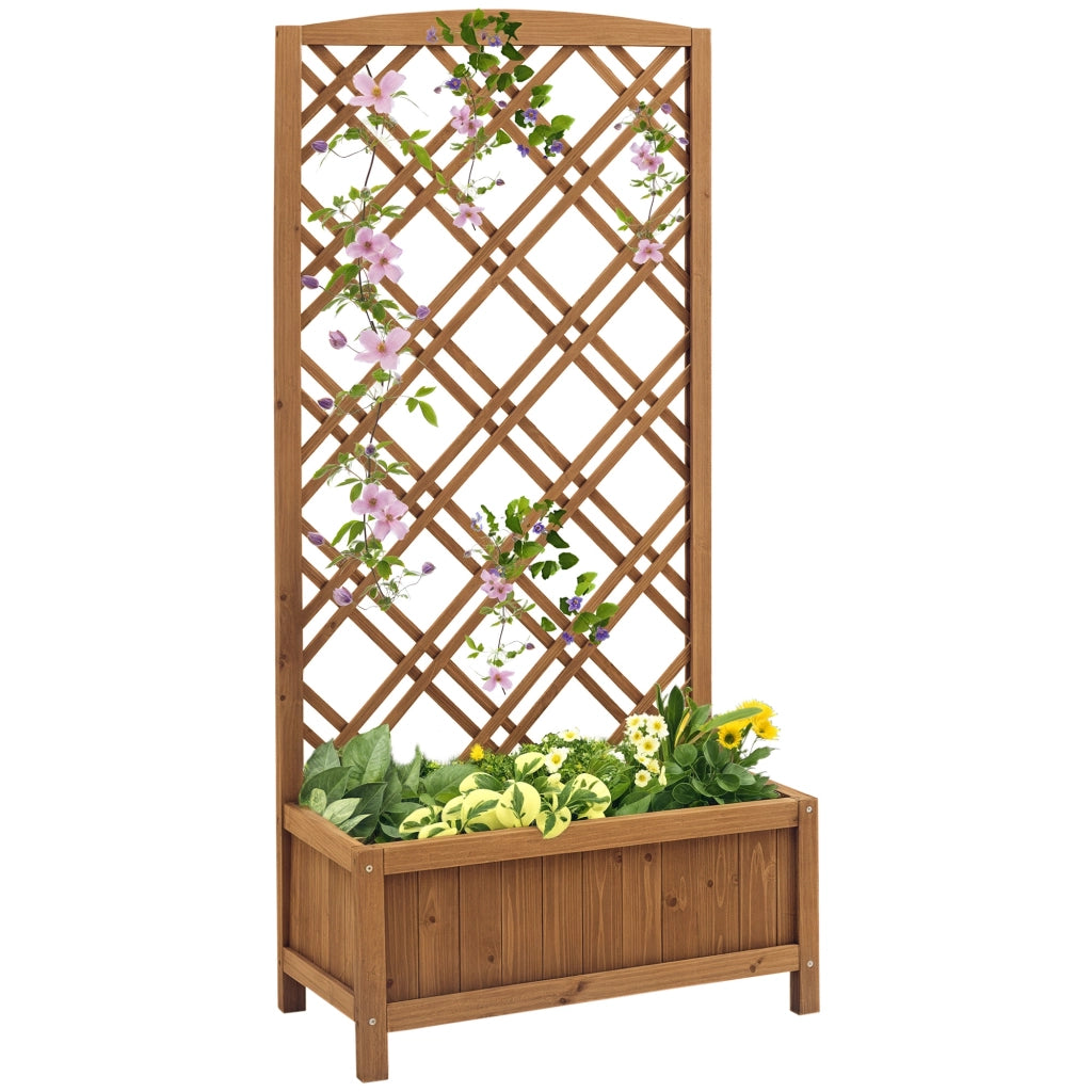 Fioriera con griglia per piante rampicanti in legno ¨C zephmum ¨C 60x30x122,5 cm colore naturale