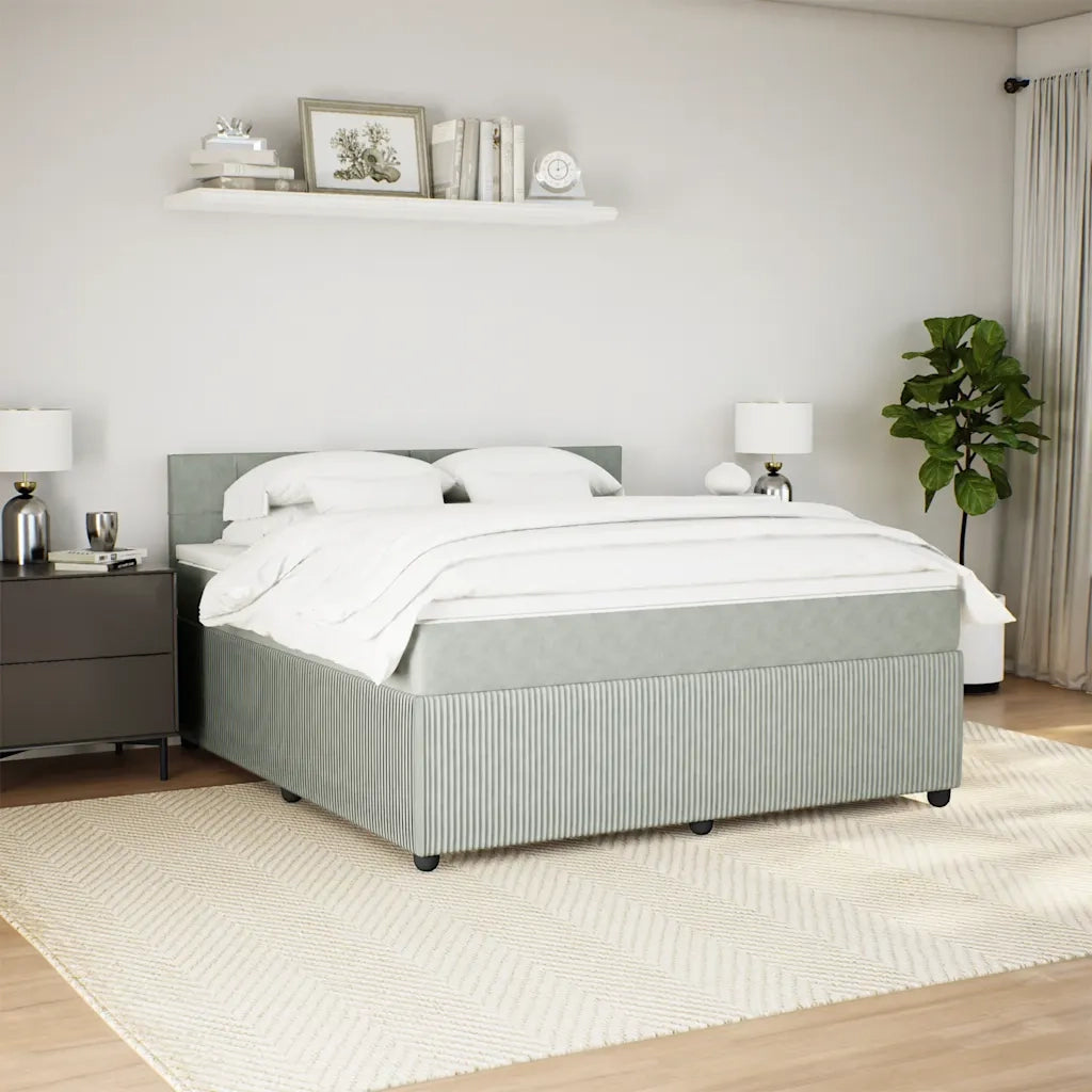 Giroletto a Molle con Materasso Grigio Chiaro 180x200cm Velluto